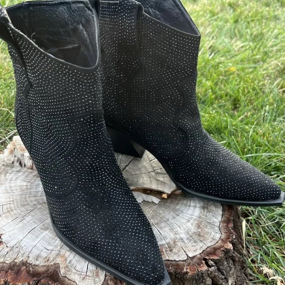 Studded Black Ankle Boots - Picture 5 of 6